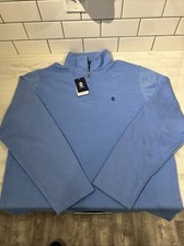 Izod Golf 1/4 Zip Mens M Blue Pullover Performance Sweater Stretch Mock Neck 65