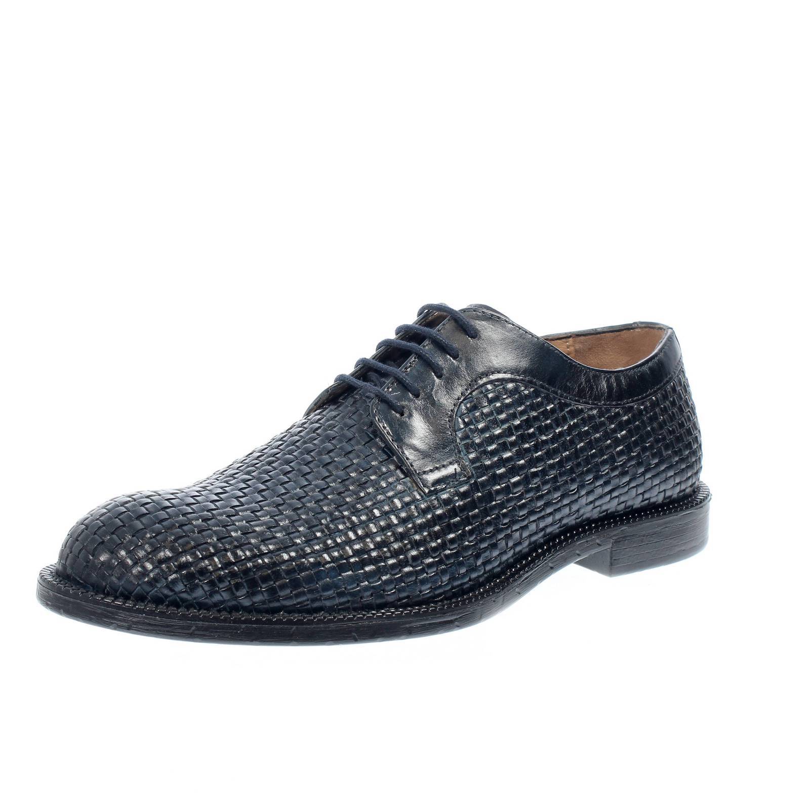 Ботинки Bolzoni от Enrico Bolzoni на шнуровке в стиле дерби в стиле Пелле Интреччата Синего цвета - Тальи