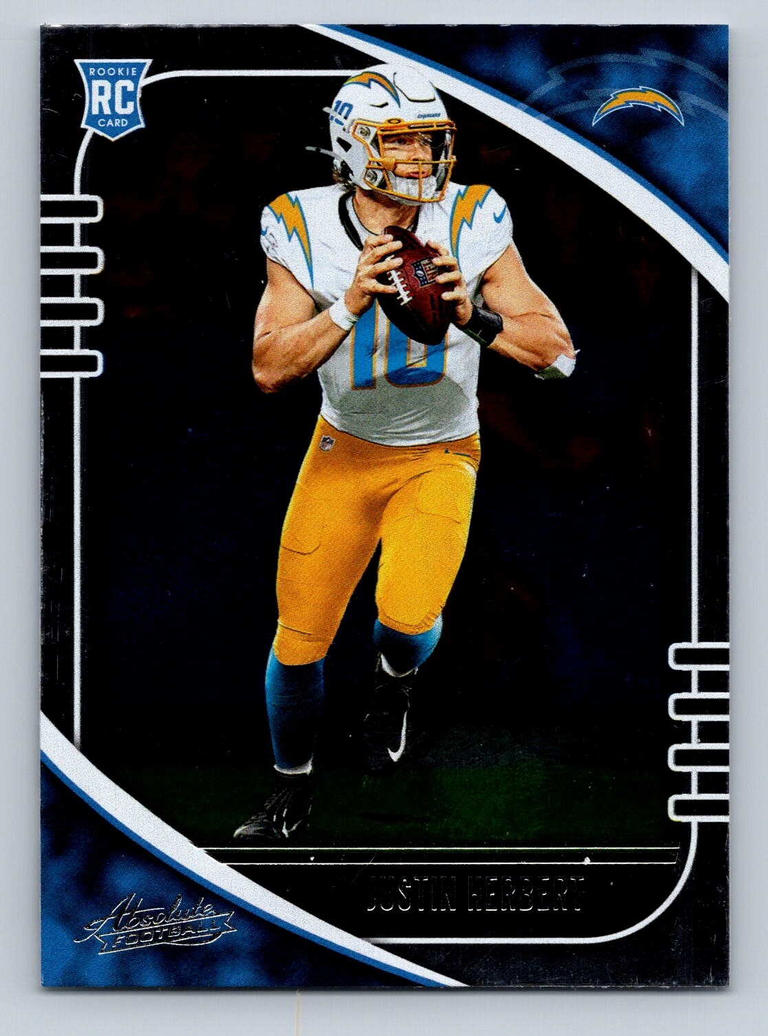 JUSTIN HERBERT 2020 PANINI ABSOLUTE FOIL RC #167 LOS ANGELES CHARGERS