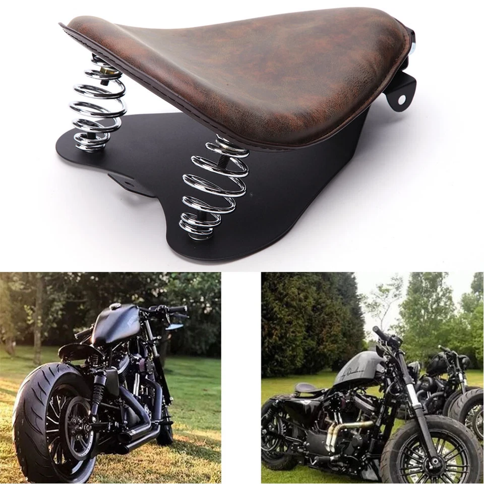 Motorcycle Spring Solo Seat W/Base Saddle For Harley Springer Heritage Softail - Image 3 of 4