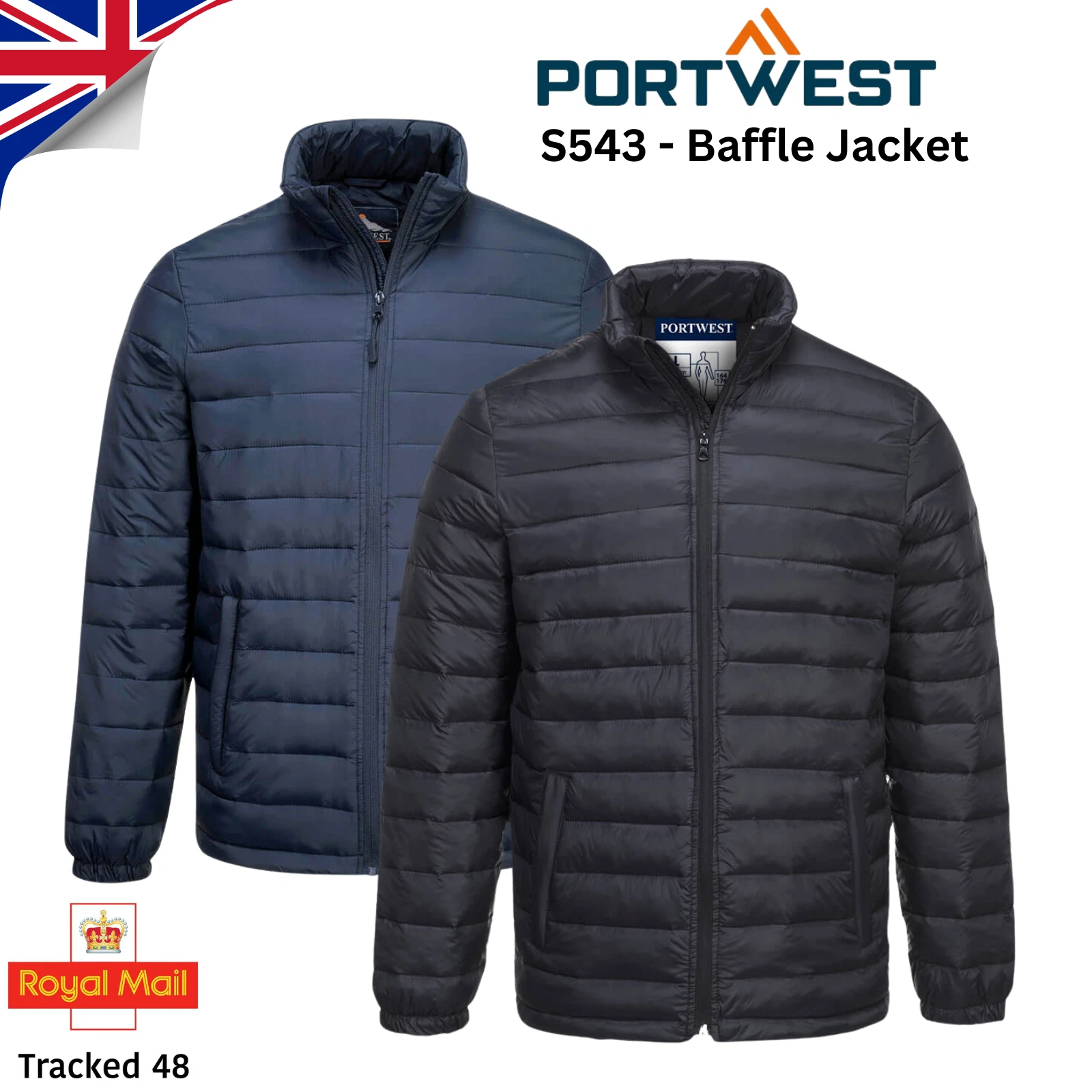 Portwest Baffle Jacket Water Resistant Padded Lightweight Thermal Winter Coat