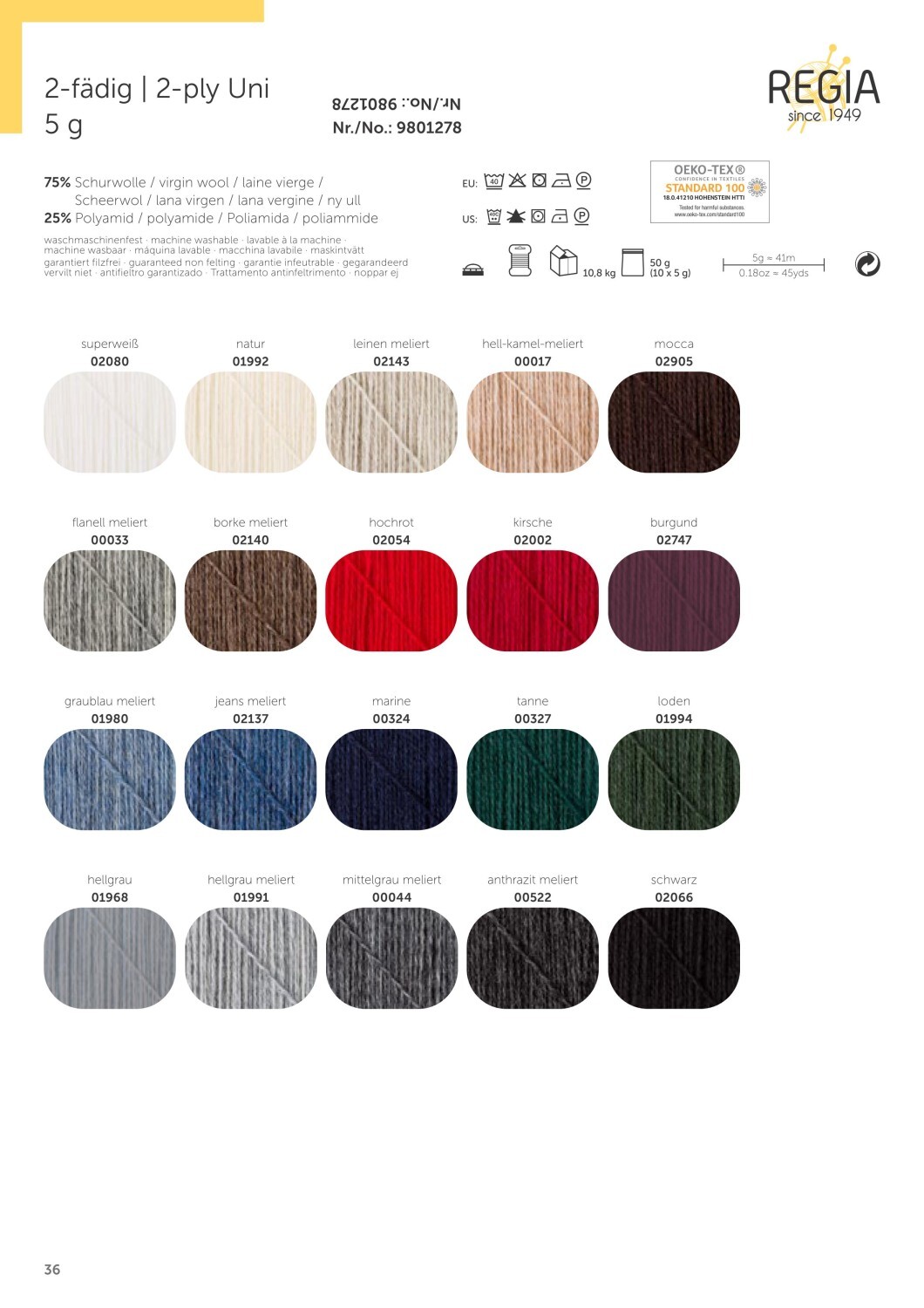2-PLY Beilauf Yarn By Regia - Flannel Melange (00033) - 5 G / Approx. 41 M Wool