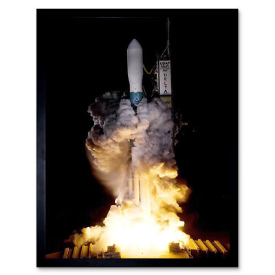 NASA Kepler Teleskop Delta Raketenstart Wandkunstdruck gerahmt 12x16