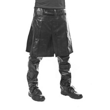 Bondage Hose mit Kilt Lederhose nappa schwarz B-Ware Gothic
