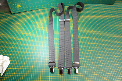 Hosenträger Type 128  Silbergrau Karomuster  35 mm 4 Clips 125 cm