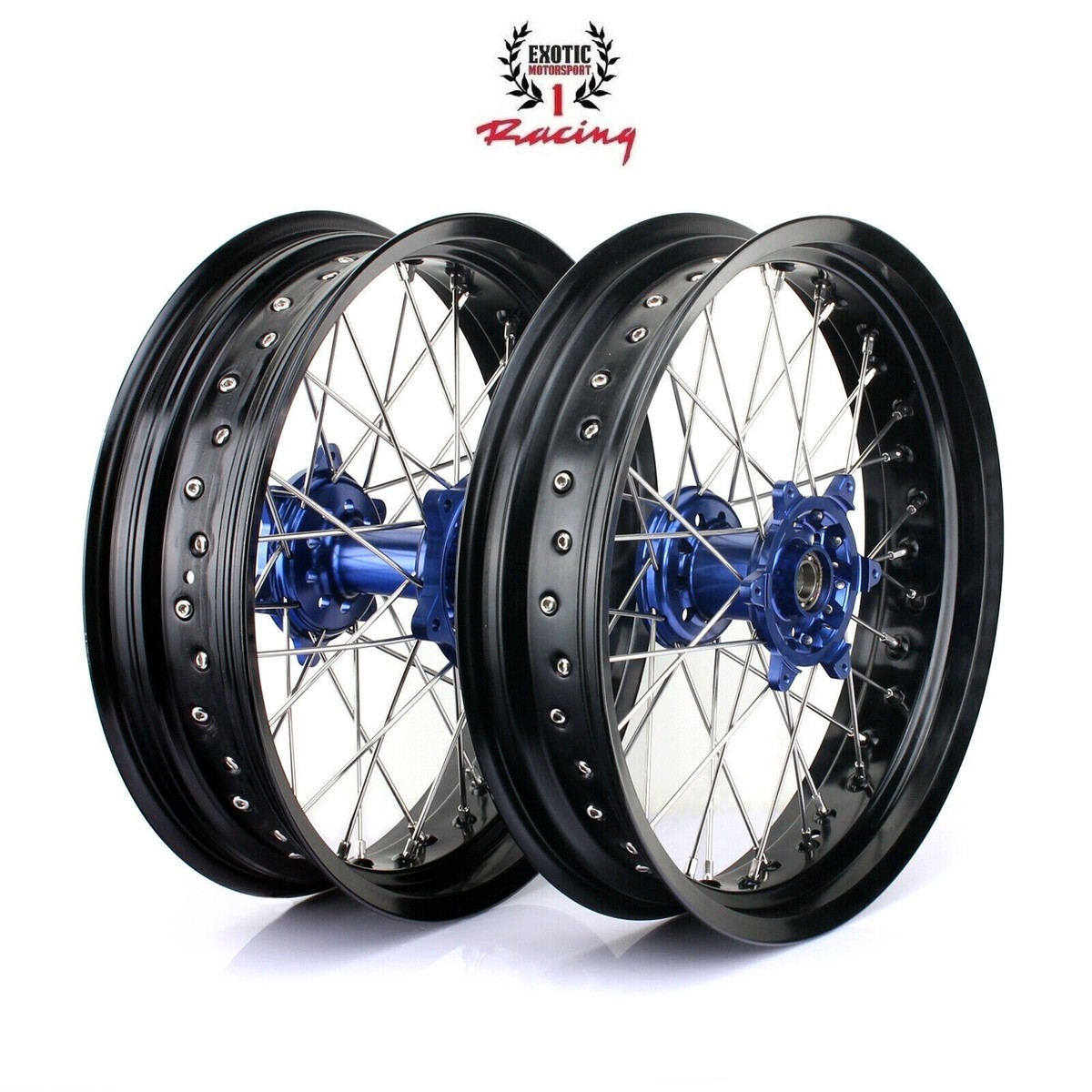 YAMAHA YZ250F YZ450F Supermoto Wheels BLUE Hub Black Rim 17
