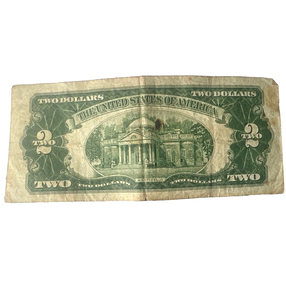 Antique United States $2.00 Bill Red Seal Series Of 1928 G - Image 2 of 3