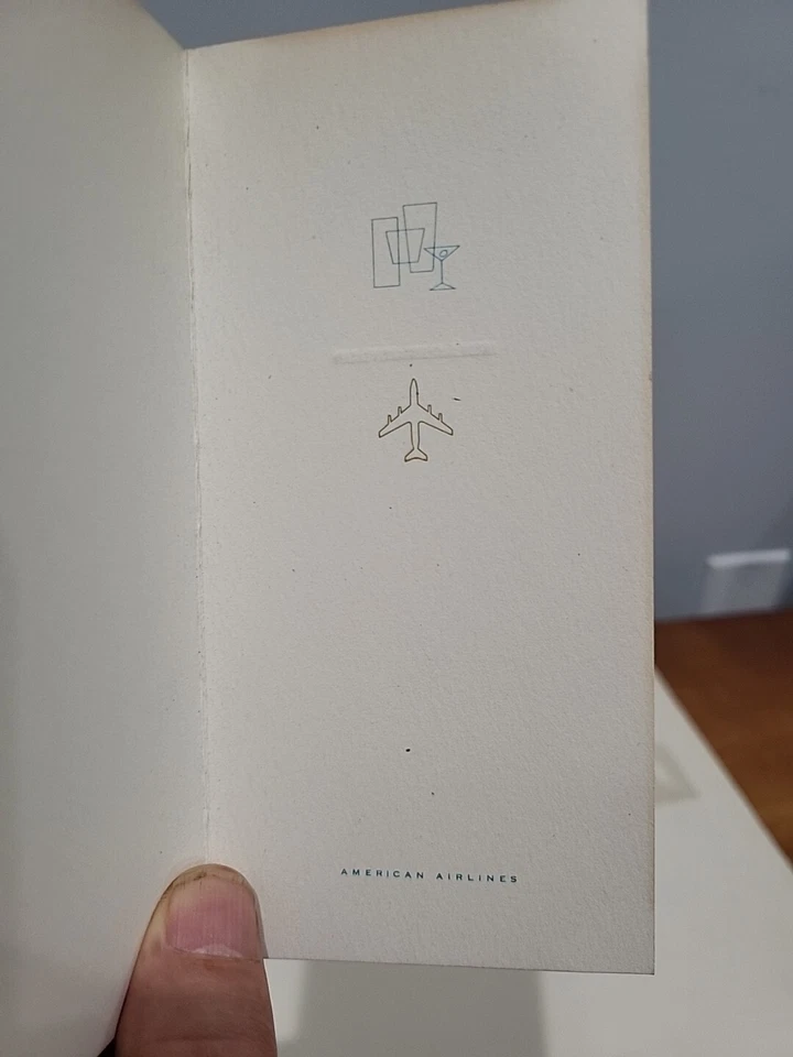 Tarjeta plegable American Airlines Bar Menu 1960 Foto 3 de 4