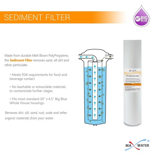 Filtro de agua para toda la casa Max Water 3 Stage 20"" azul grande 1"" puerto + medidor de presión - Imagen 3 de 7