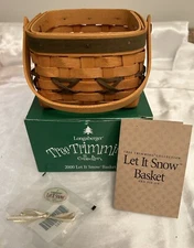 Longaberger Let It Snow Basket Tree Trimming 2000 Tie-on, Swing Handle