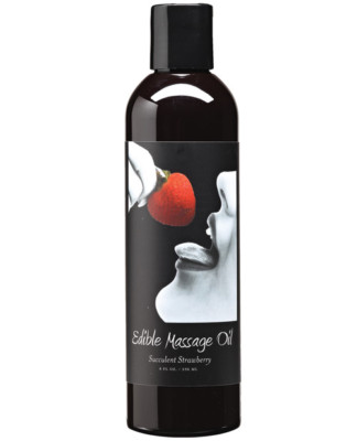 Earthly Body Edible Massage Oil Succulent Strawberry Flavored - 8 oz