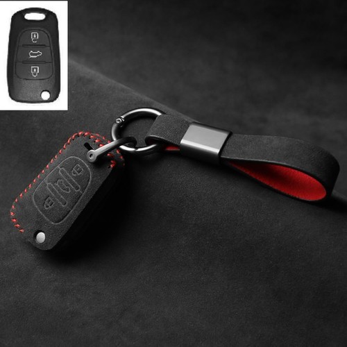 Full Suede Covered Key Fob Remote Protector Holder Cover Case For Kia D 3-Button - Picture 3 of 9