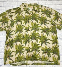 VTG Paradise Found Hawaiian Camp Shirt Coconut Palm Trees Sz 2XL