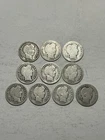 Lot Of 10 Barber Dimes - Various Dates & Mints - 90% Silver