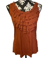 Apt 9 Women L Chiffon Ruffle Tank Red Fox