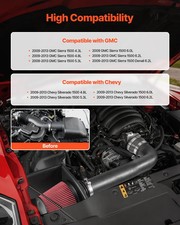 Cold Air Intake, 3.5 Inch Cold Air Intake System  Heat Shield Compatible with 2