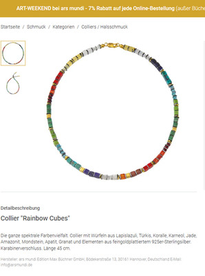 Ars mundi Collier Rainbow Drop Designer-Schmuck, ungetragen, NP 231   für 130  