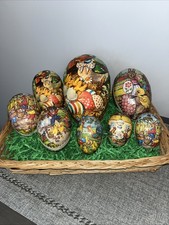 LOT OF 8 Western German Paper Mache Easter Egg Candy Containers 1930-40  s 8  -3.5