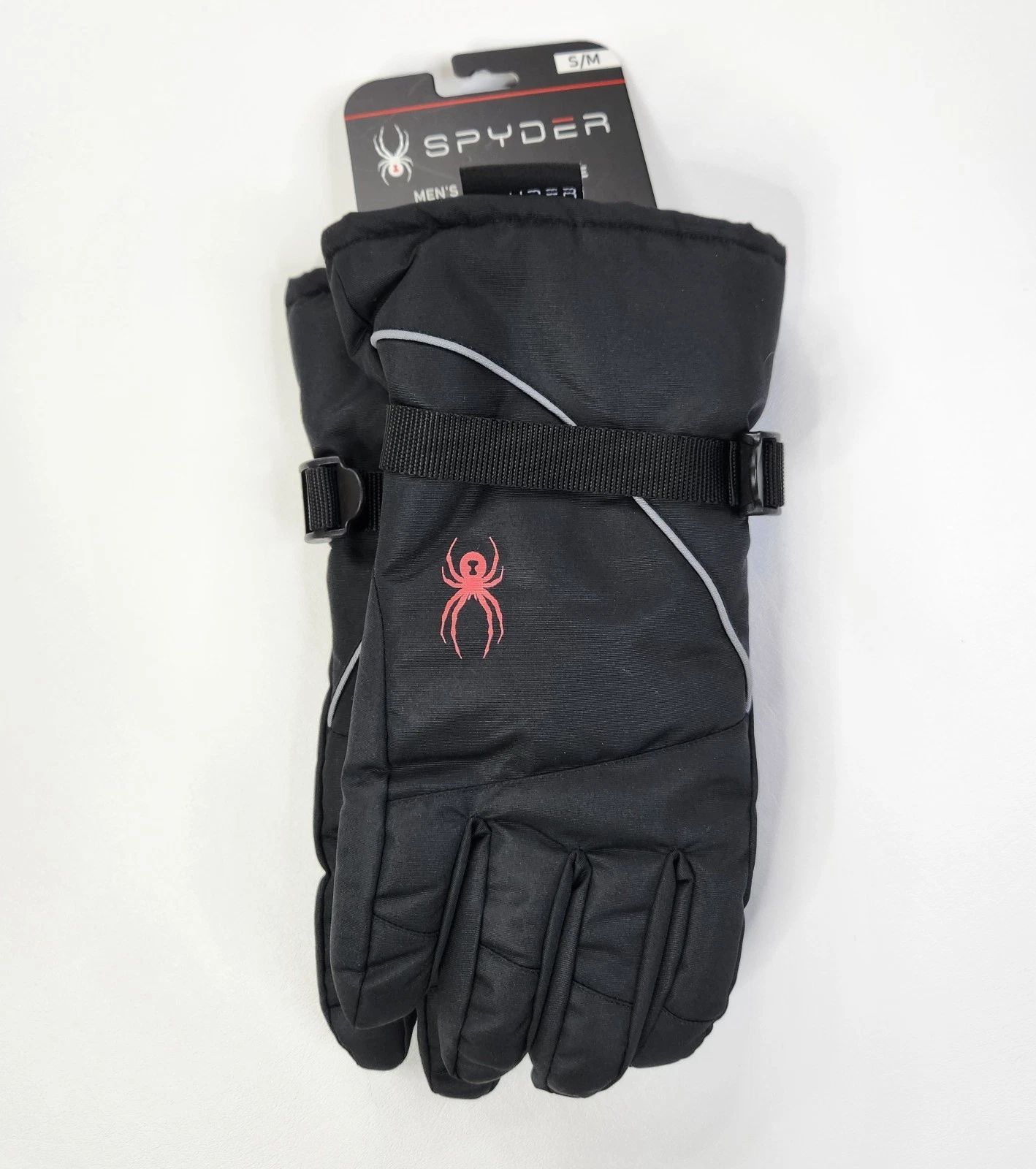 Spyder Insulated Gloves Mens Small / Medium Mens Black Adjustable Faux Leather