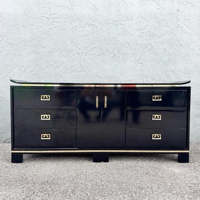 Chinoiserie Black Gloss Laminate Dresser With Gold Accents | eBay