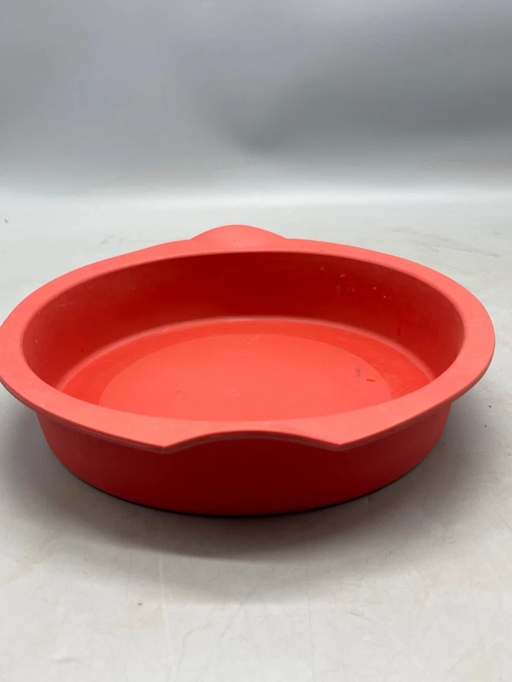 Tupperware Silicona Tarta Pastel Contenedor Hornear Congelación Manijas Rojo 10x2 LEER Foto 2 de 4