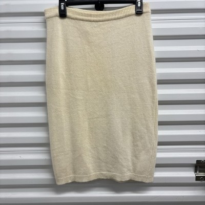 Vintage Lambswool Angora Rabbit Hair Knit Ivory  Stretchy Skirt Outlander VTG S