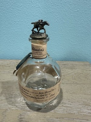 Blantons Single Barrel Bourbon Empty Bottle W/Cork Topper letter ''B'' & Bag