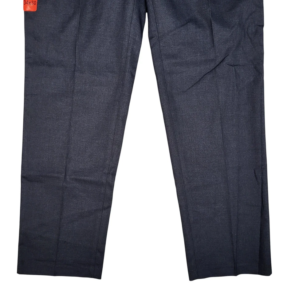 Haggar Dress Pants Mens 34x30 (Fits 35x30) Navy Stretch Straight Flex Waistband - Image 3 of 4