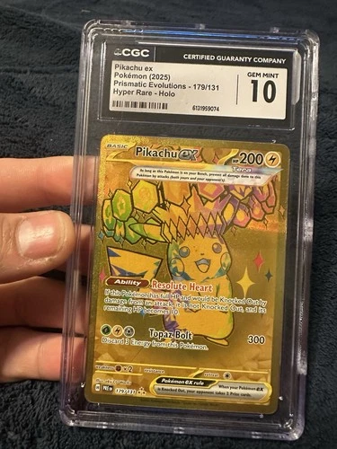 2025 POKEMON PRISMATIC EVOLUTIONS PIKACHU ex Hyper Rare Holo- 179/131 CGC 10