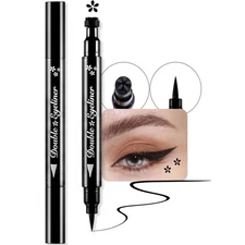 evpct 1Pcs Black Colored Winged Eyeliners Stamp Black Flowers Face Stamps Mak...