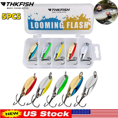 5PCS Fishing Lures Trout Lures Fishing Spoons Trout Pike Bass Crappie Walleye US
