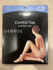 Vintage George Fashion Control Top Pantyhose - Black Size Small/Med NEW