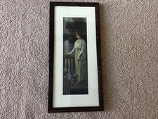 Lithographic Print By Zulu Kenyon Tender Moments in Vintage Frame 18 1/2 x 7 in.