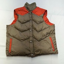 Vintage Woolrich Down Puffer Vest Size M Brown/Orange Hunter/Outdoorsman