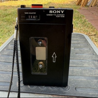 Sony TCM-100B Handheld Cassette Voice Recorder Tape Counter DC-In Mic/Phones