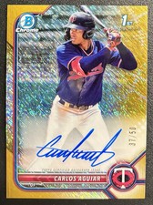 2022 Bowman Chrome 1st - Carlos Aguiar /50 GOLD SHIMMER AUTO  Twins!
