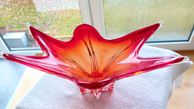 Glas Schale - MURANO - dekoratives Designerobjekt - Länge 28 cm - 0,8 kg