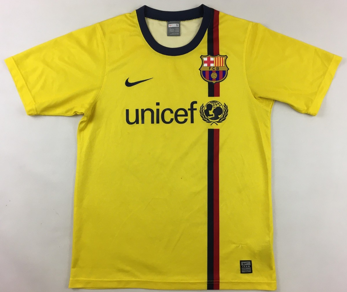 FC Barcelona 2008 2009 2010 Nike yellow away Unicef shirt jersey