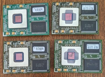 4x Vintage Apple PowerPC XPC750, Motorola CPU Daughter Boards 233/266MHz