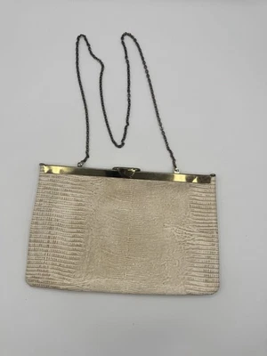 Vintage Etra Genuine Leather Envelope Clutch / Shoulder Bag W Gold tone Chain - Image 1 of 4