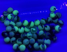 Lot of 50 Small 5/8 Swirl Glass Marbles UV Glow Uranium Blacklight