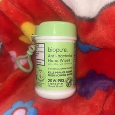 Biopure Anti-bacterial Fresh Morning Breeze Travel Hand Wipes on Keychain Clip