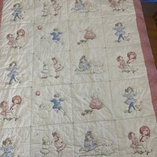 Vintage Baby Quilt Throw Blanket 49" x 38"