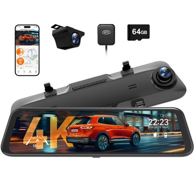 WOLFBOX G850 PRO 12'' Mirror Dash Cam 4K With ADAS, 5.8GHz  WiFi, Voice Control