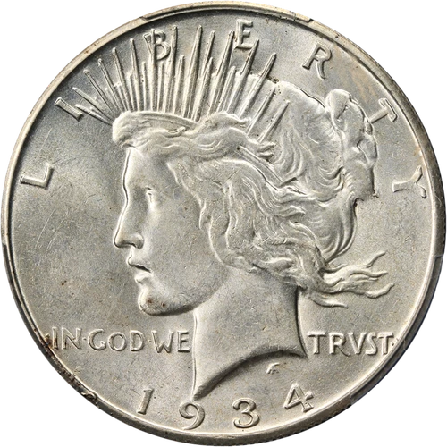 1934-S Peace Dollar PCGS AU58 Key Date Great Eye Appeal Nice Strike