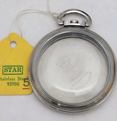 QS3: NOS HAMILTON 16s STEEL PENDANT SET RAILROAD POCKET WATCH CASE XLNT THREADS