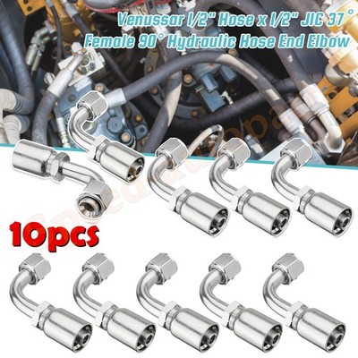 10X 1/2'' JIC 37° Female 90° Hydraulic Hose Fittings For Hydraulic Hose 1/2'' I.D.