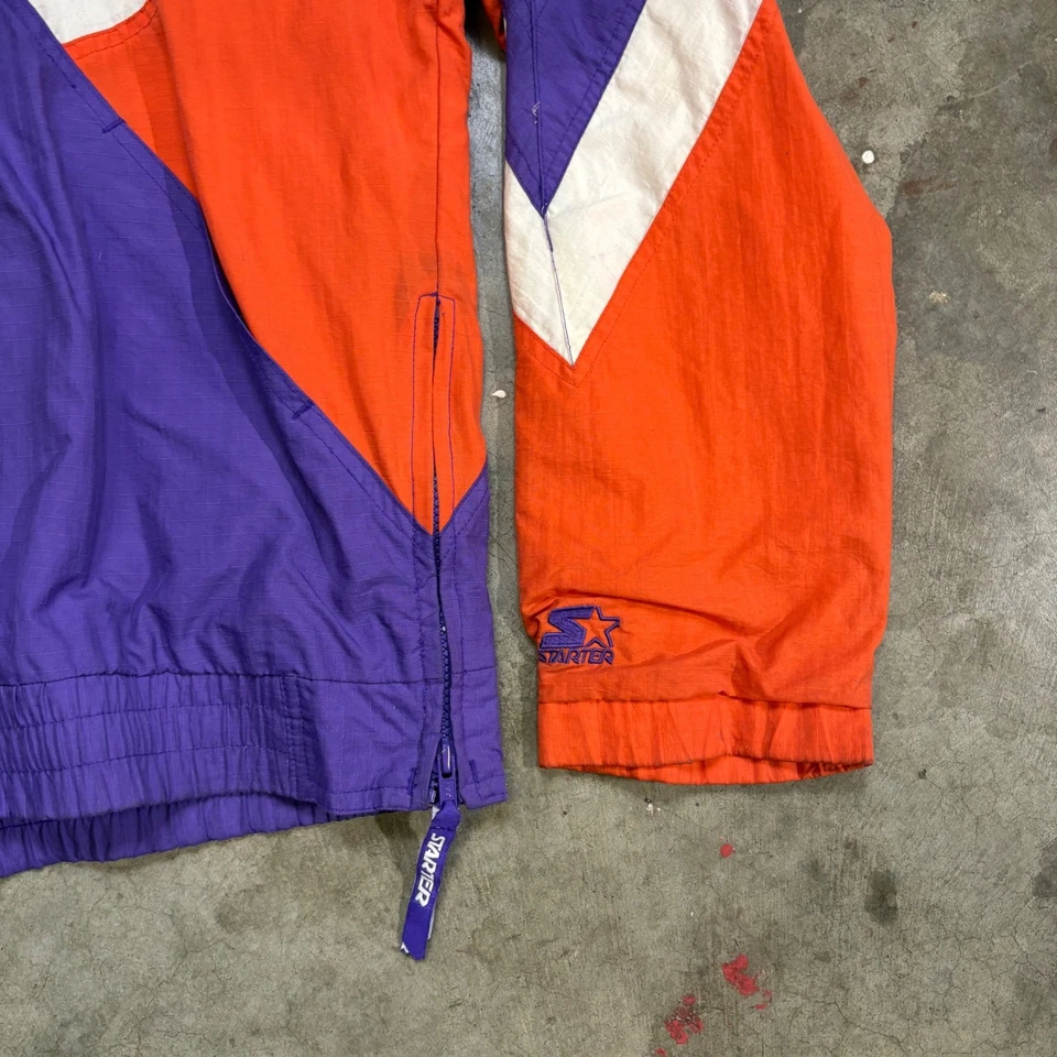 Chaqueta cortavientos Starter Phoenix Suns NBA púrpura naranja blanca grande vintage Foto 4 de 4