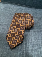 VTG HICKEY FREEMAN Italian Silk Tie Necktie HAND MADE IN USA Woven Browns