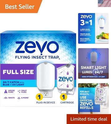 Plug-In Fly Trap with UV Light - Electric Bug Catcher for House & Fruit Flies